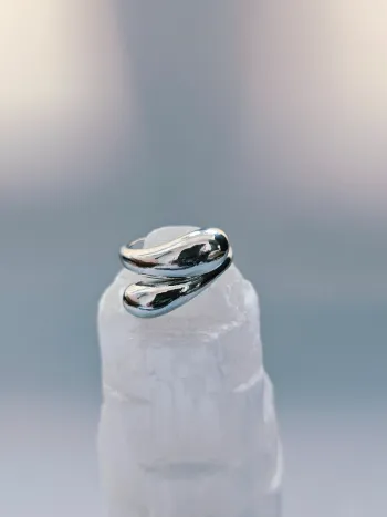 Bague acier inoxydable design organique ajustable