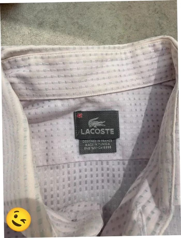 Chemise Lacoste manche longue Taille L blanc Homme Men CHE77 - photo numéro 2