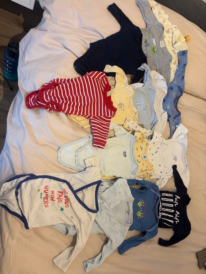 Lot de bodies 3 mois manches longues garçon