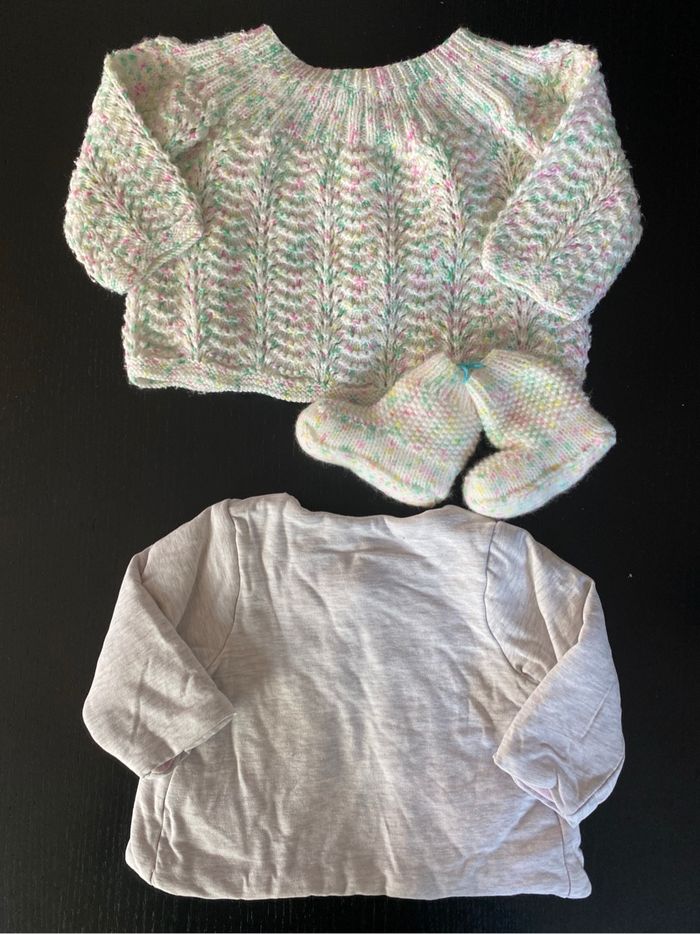 Lot 2 gilets chaussons bébé fille 3 mois chaud hiver - photo numéro 2