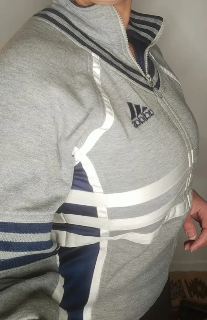 Sweat zippé Adidas gris, enfant, unisexe - photo numéro 7