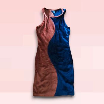Robe bi couleur bleu marine et marron taille S