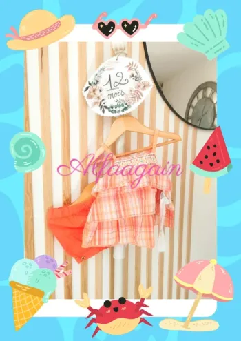 Ensemble neuf été 12mois orange