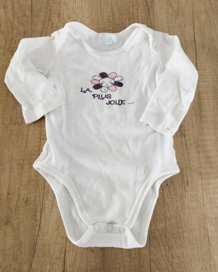 Body manches longues fille blanc taille 12 mois Manon et Valentin