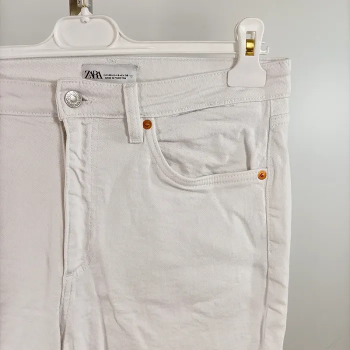 Jean skinny blanc Zara taille 40 coupe stretch bas droit A1488 - photo numéro 2