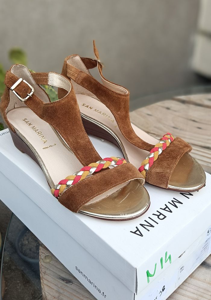 Chaussures San Marina Femme, sandales Millie, cuir, taille 38. Neuves