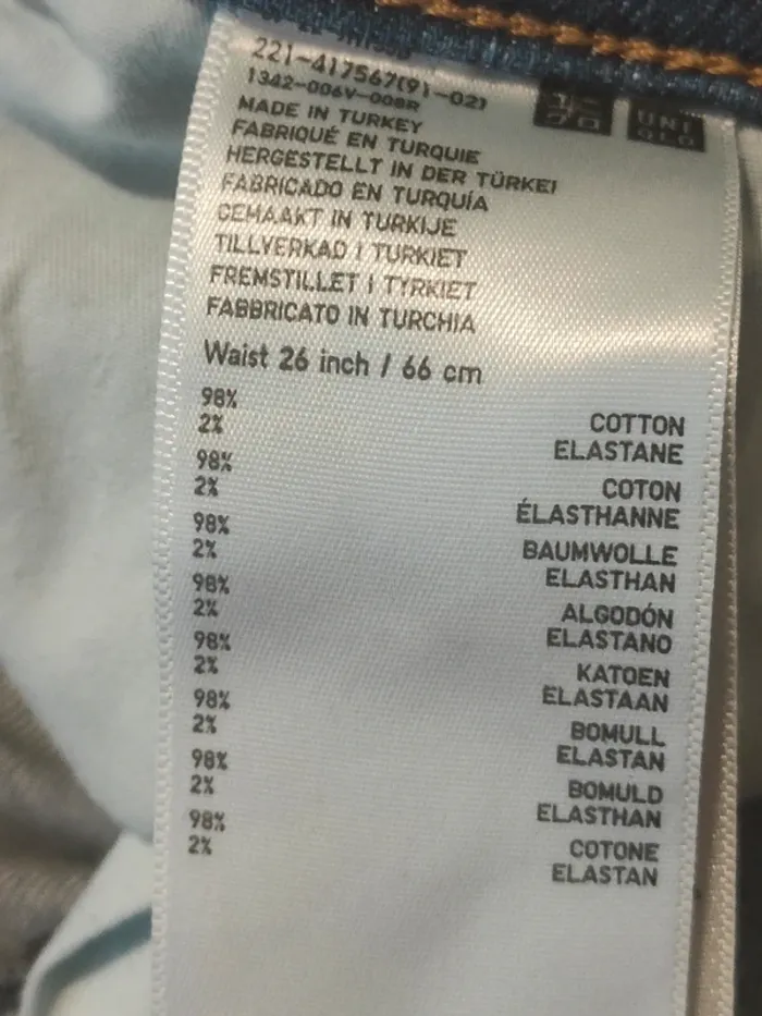 Jean Uniqlo droit taille haute taille 26 bleu - photo numéro 6