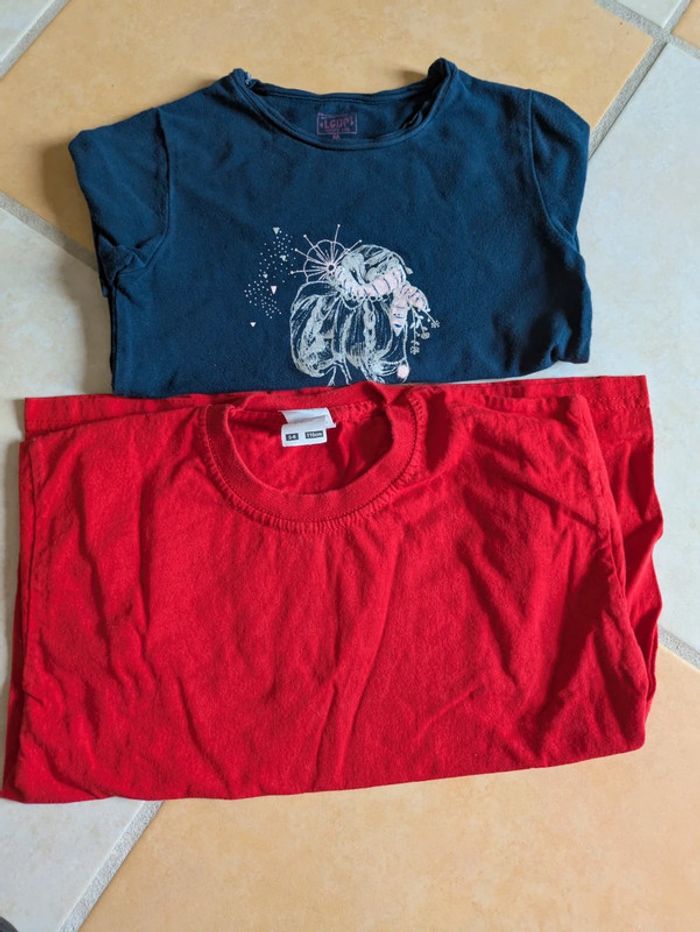 Lot deux tee-shirt manches longues fille 6 ans bon état - photo numéro 2