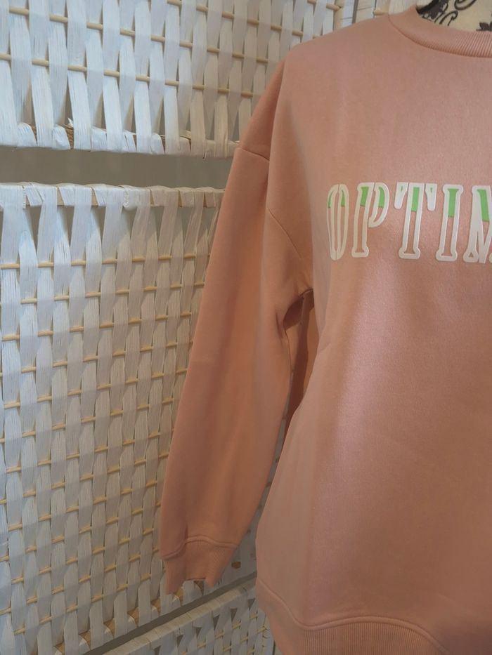 🌸joli sweat "OPTIMISME" rose poudré femme TM / 38 LH - photo numéro 5