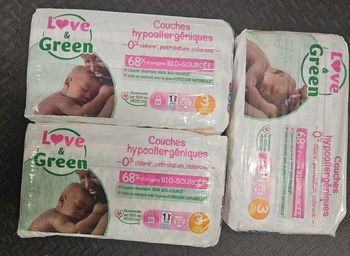 3 paquets de couches love and green taille 3