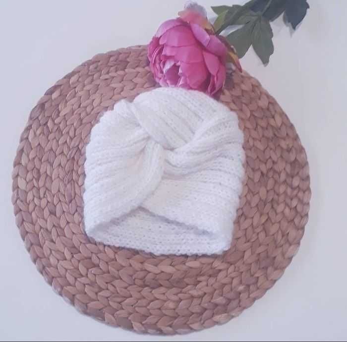 Bonnet turban mohair et laine petite fille