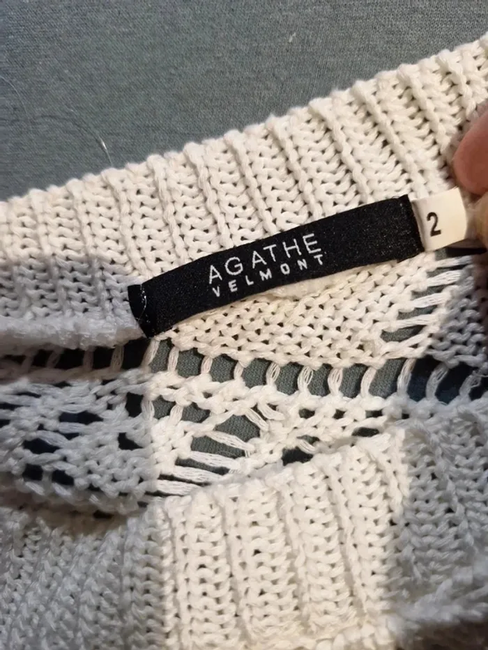 Haut ajouré blanc ss manches Agathe velmont  taille 38 - photo numéro 5