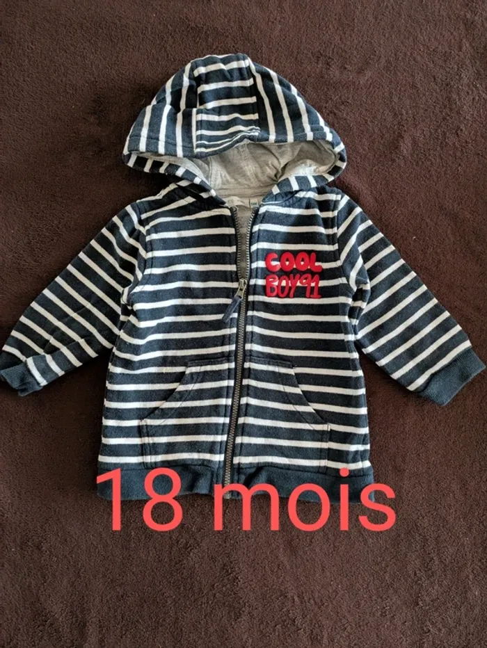 Sweat zippé 18 mois garçon