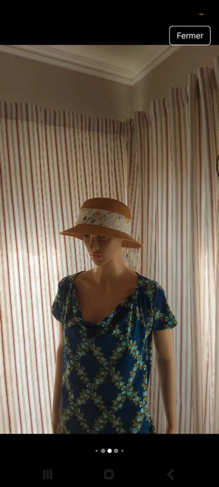 Robe fond bleu fleuries King Louie  taille M - photo numéro 9