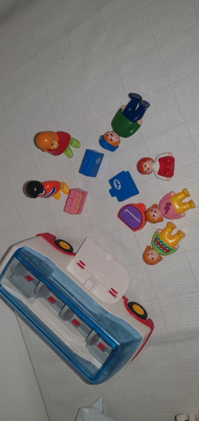 Playmobil 1 2 3 lot ou unité Air de jeux, bus, animaux sauvage et ferme tracteur pompier - photo numéro 7