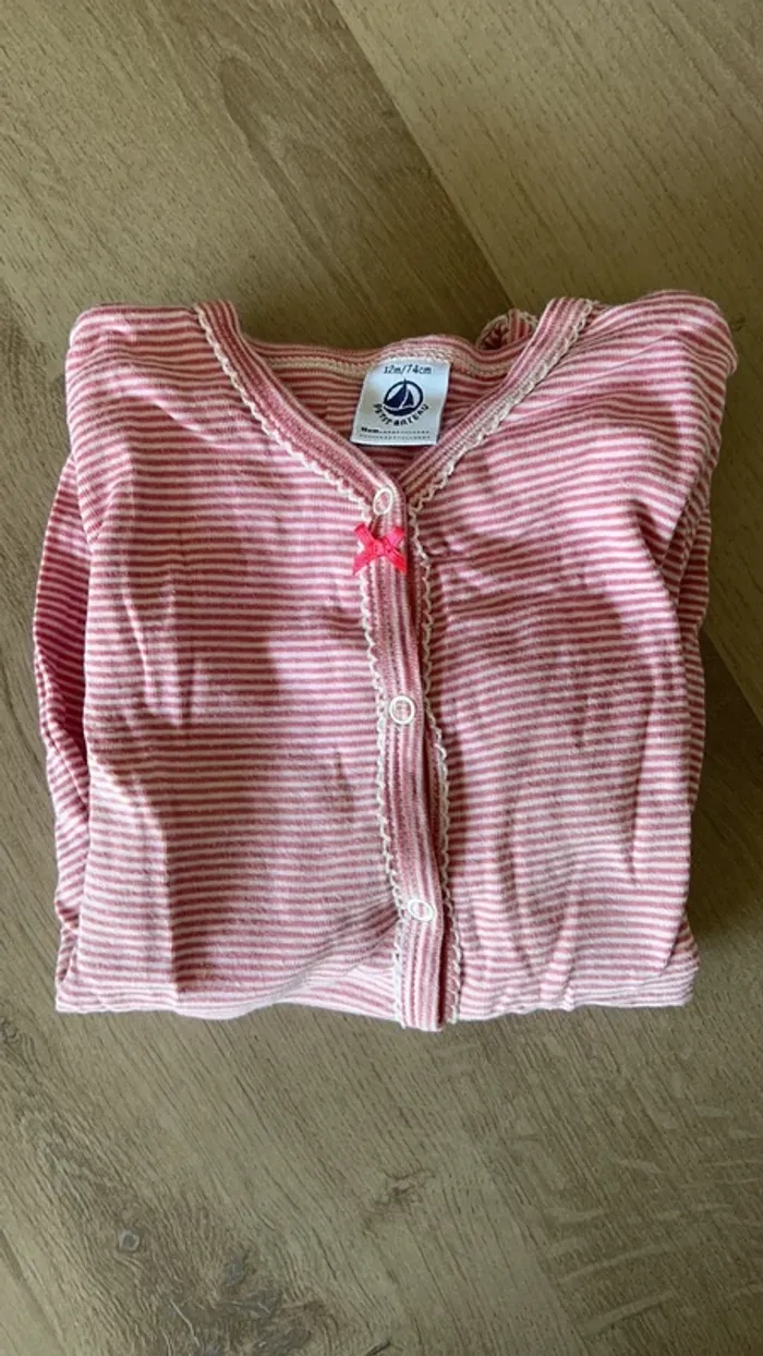 Dors bien en coton milleraies rose et blanc Petit Bateau - photo numéro 4