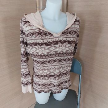 Sweat l à capuche marron beige
