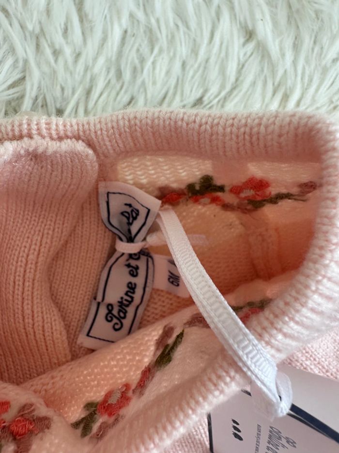 Robe en maille rose poudré et paire de collant tartine et chocolat taille 6 mois - photo numéro 4