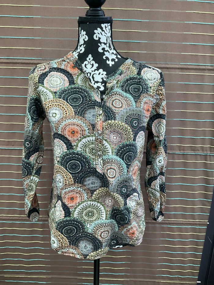 Chemise imprimée marron kaki