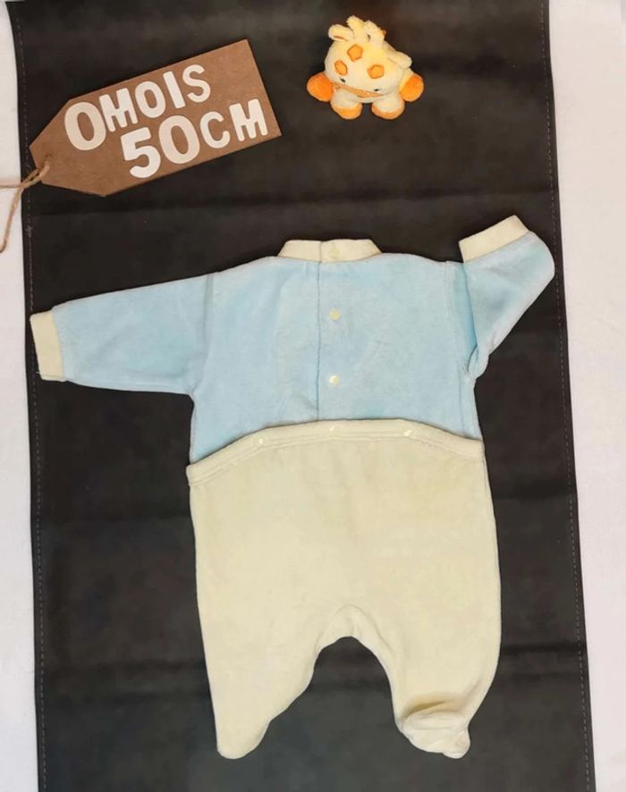 Pyjama 👣 velours mixte, ouverture devant, 0mois/50cm grenouillère - photo numéro 2