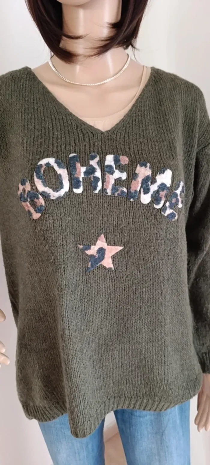 Pull bohème vert Bohème taille xl boutique italiana - photo numéro 2