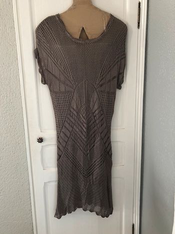 AN21- Robe longue crochet « Ulla Popken » gris/taupe T48-50 portée 1 soirée