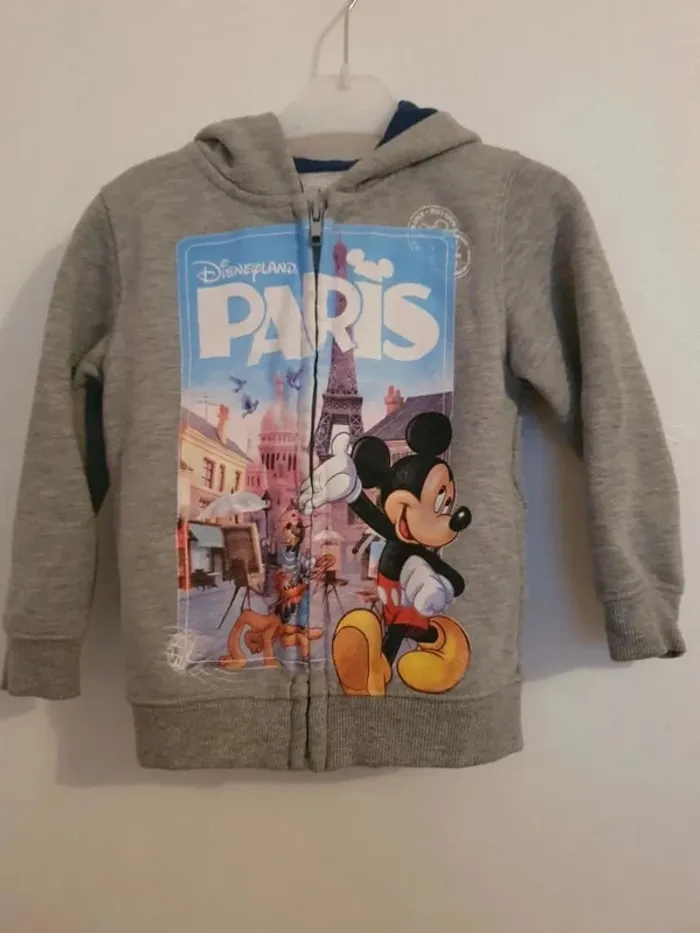 Veste sweat capuche fermeture eclair mickey disney taille 4 ans - photo numéro 2