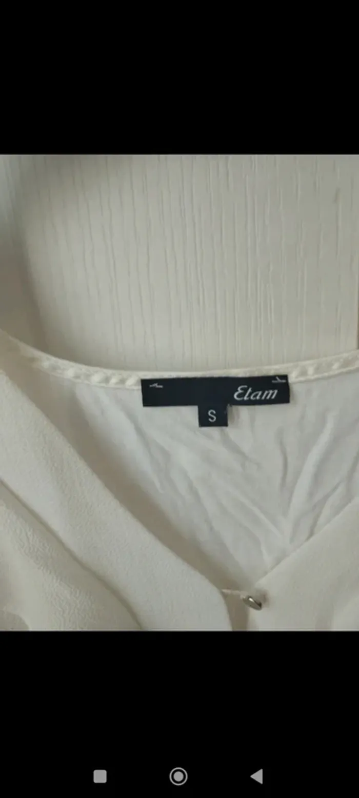 Blouse blanche à volant Etam S - photo numéro 3