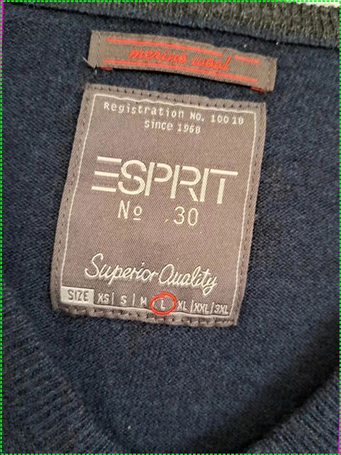 Pull col V Esprit taille L bleu marine - photo numéro 2