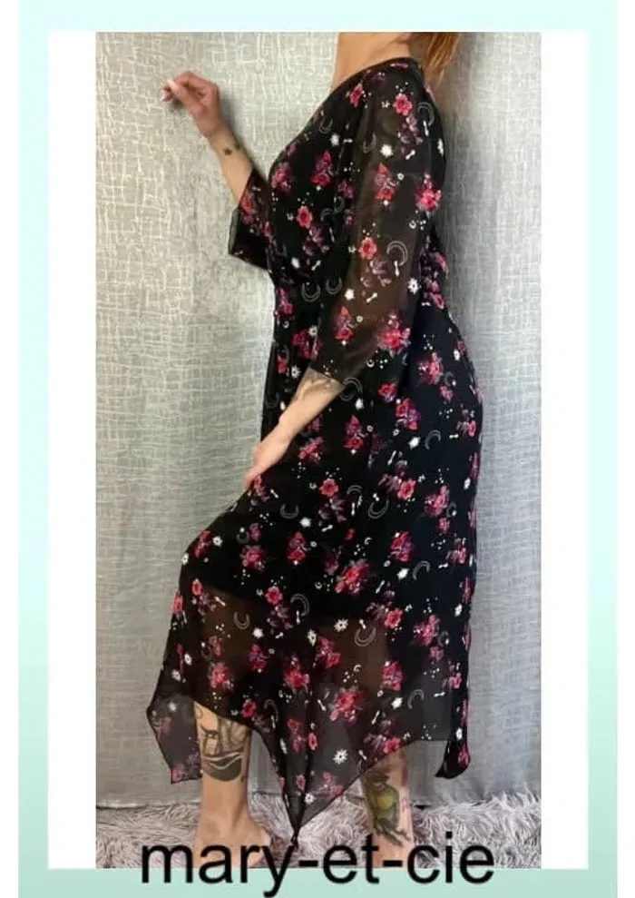 Robe longue manches 3/4 taille 38 - cache cache - photo numéro 2