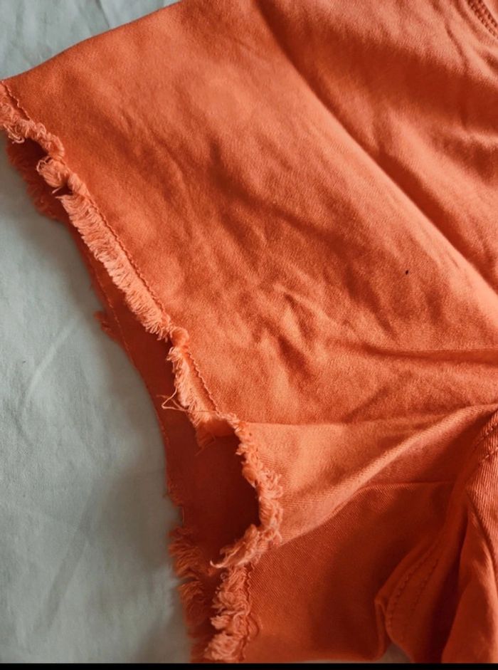 Short en jean orange corail - Taille 42/44 - photo numéro 5