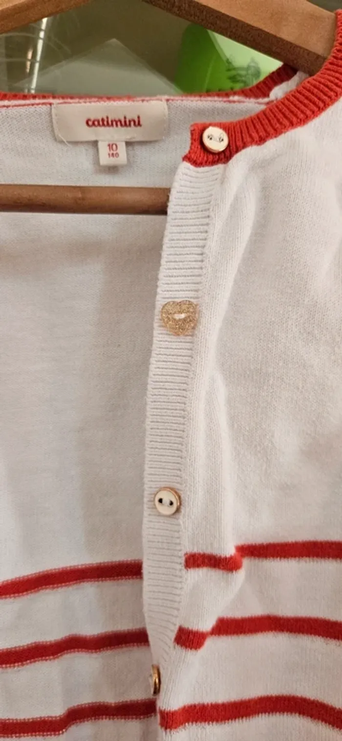 Cardigan rayé blanc et rouge Catimini - photo numéro 5