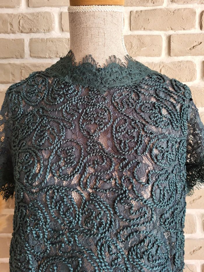 Blouse en dentelle vert émeraude Zara - photo numéro 2
