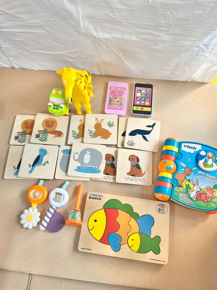 Jeu éveil bébé bois et musical