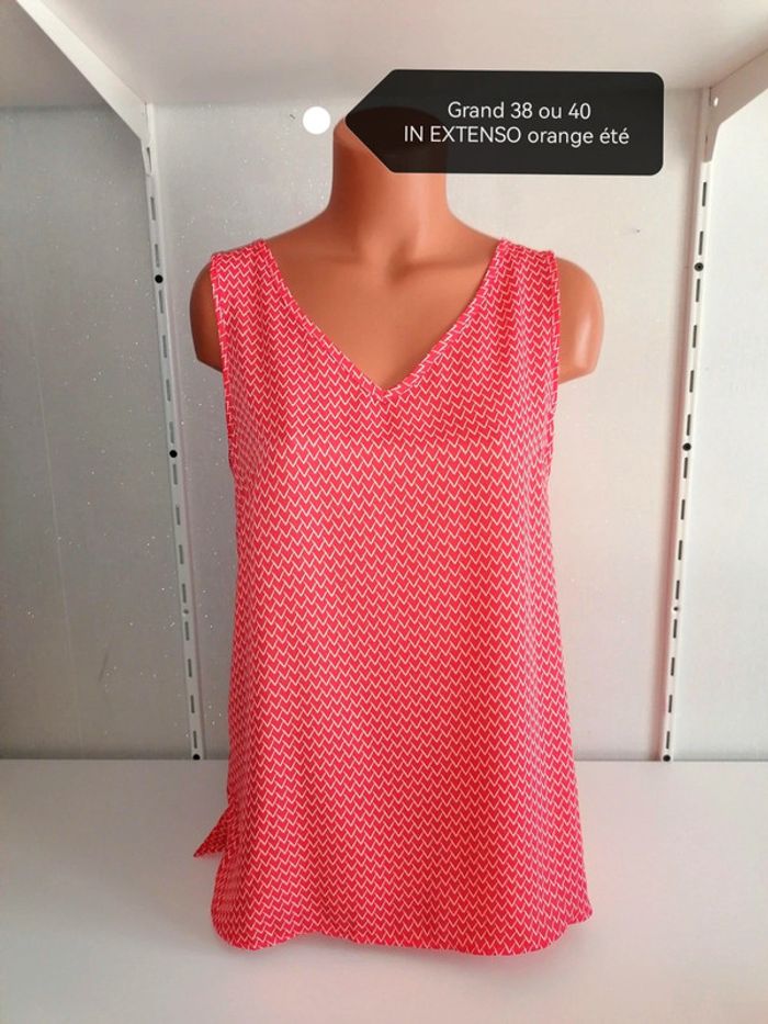 Blouse orangée 38.40 In extenso mesures en photos