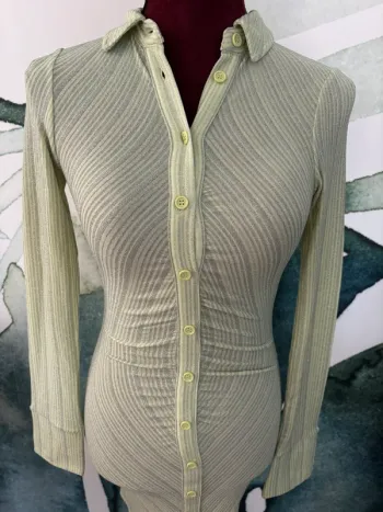 Robe légère vert argenté chemise H&M