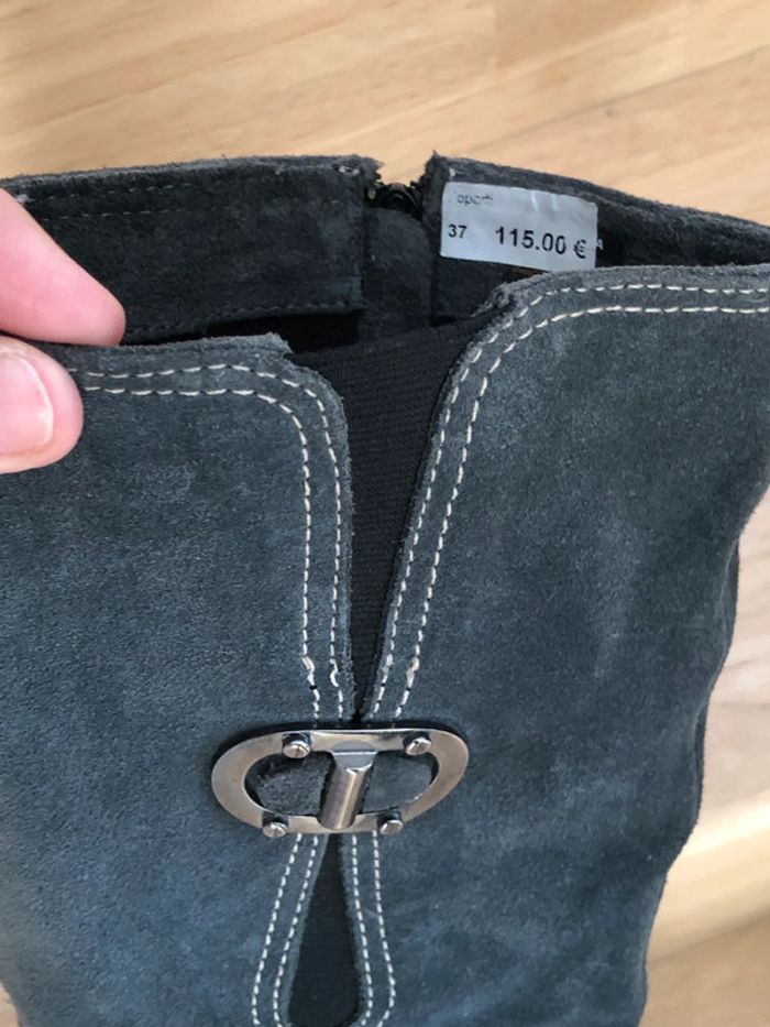 Bottes en daim talons compensés noires taille 37 - photo numéro 2