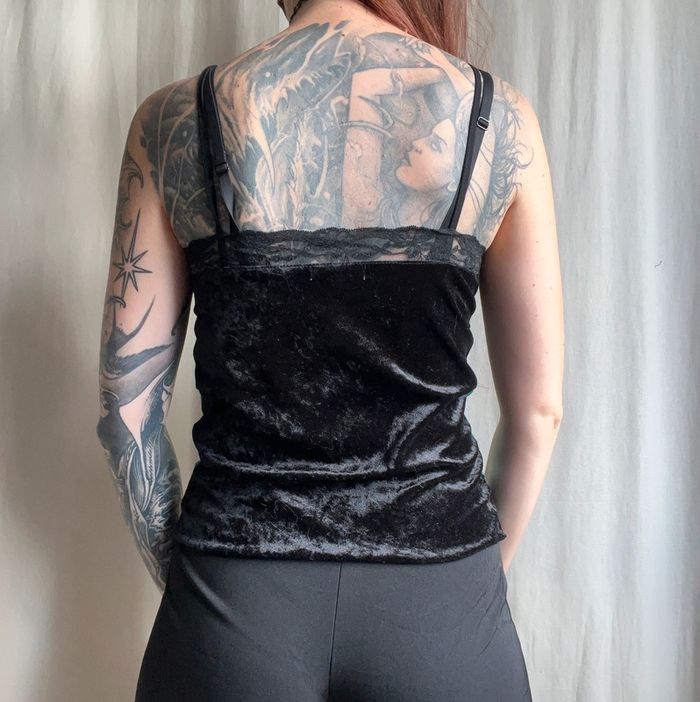 Débardeur velours dentelle Whimsical féerique vintage 90s - Taille M - photo numéro 4