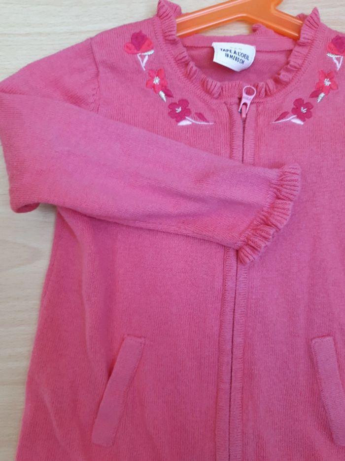 Gilet rose zippé TAO taille 18 mois TBE - photo numéro 3