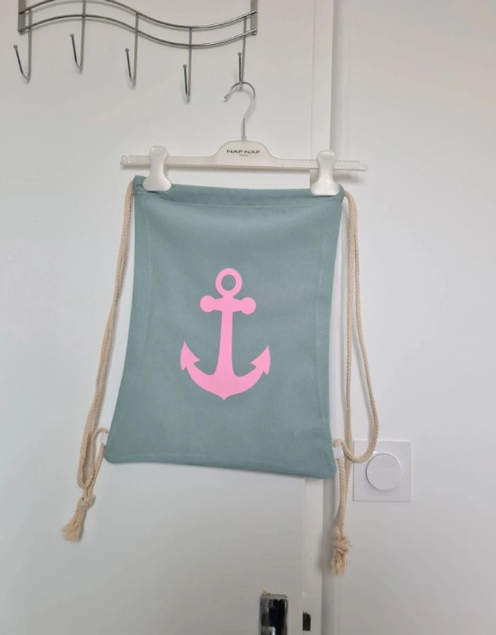 Sac à dos style marin motif ancre rose - photo numéro 2