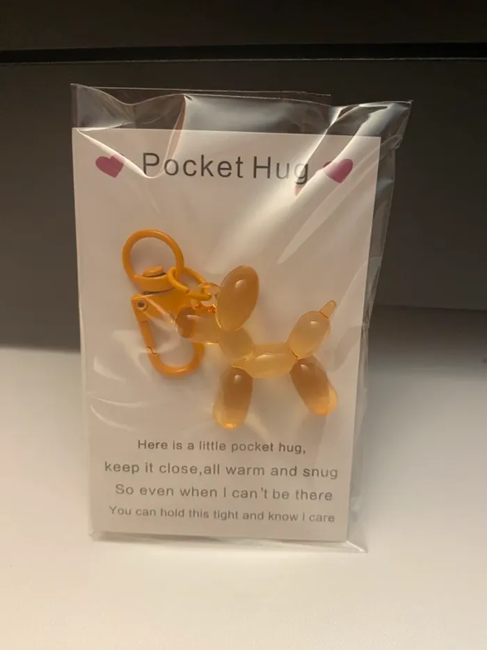 Pocket Hug Porte clés à offrir chien ballon orange