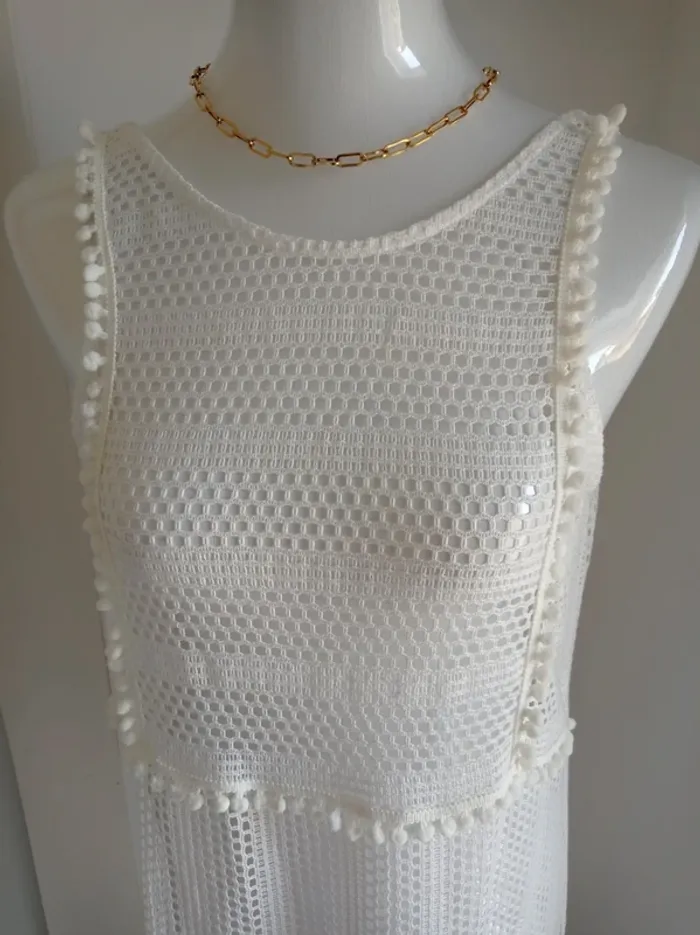 Robe de plage blanche broderie beachwear neuf avec étiquette T.M Penti - photo numéro 2