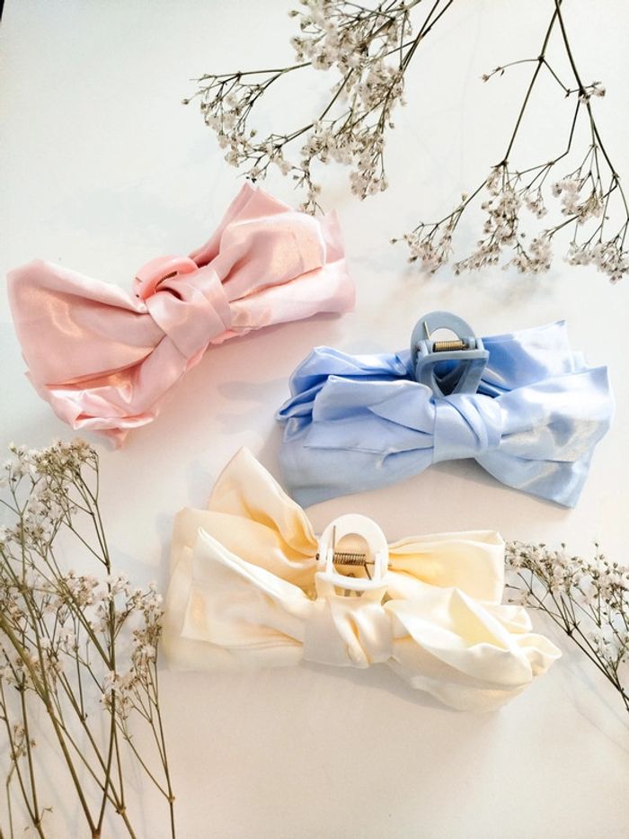 Lot de 3 pinces à cheveux noeud élégante bleu clair rose crème amazon