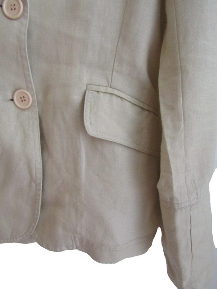 veste d'été blazer en 100% lin non doublée couleur lin marque yumi mazao taille indiquée 1 =36/38 - photo numéro 2