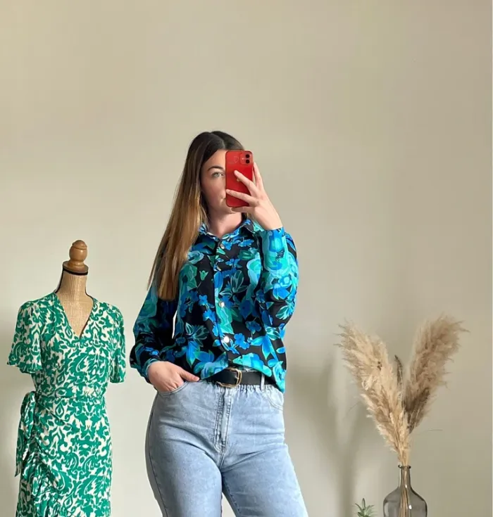Chemise fleurie bleu - photo numéro 3