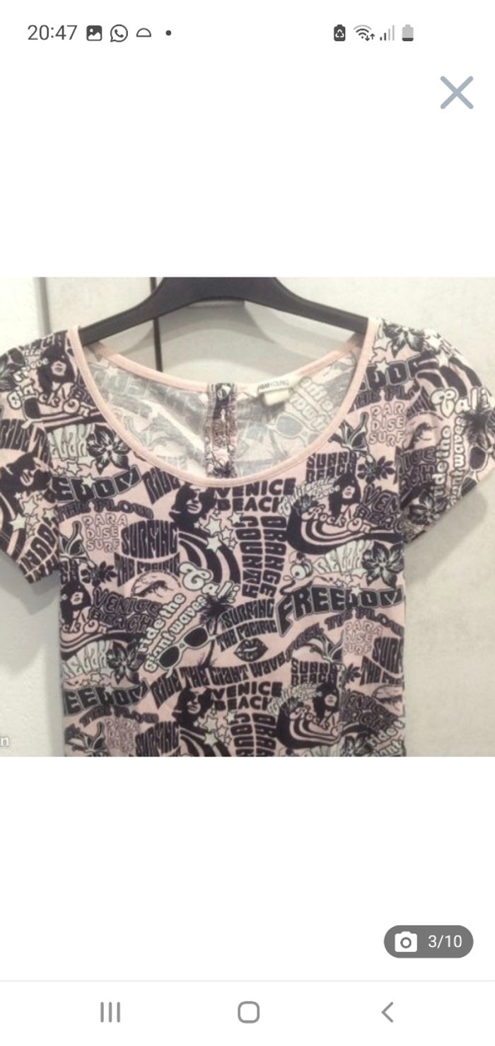 Robe imprimée rose/noire 14 ans H&M - photo numéro 3