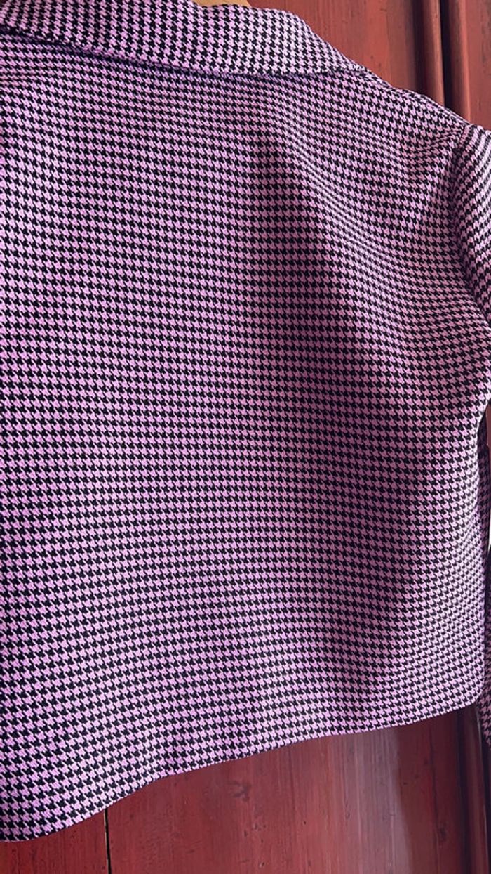 Zara haut motif pied de poule rose et noir taille S - photo numéro 7