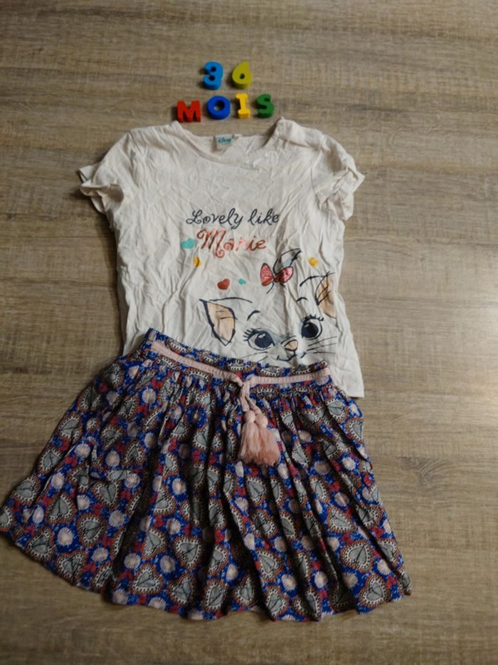 Jupe + tee shirt + body - 3ans - photo numéro 3