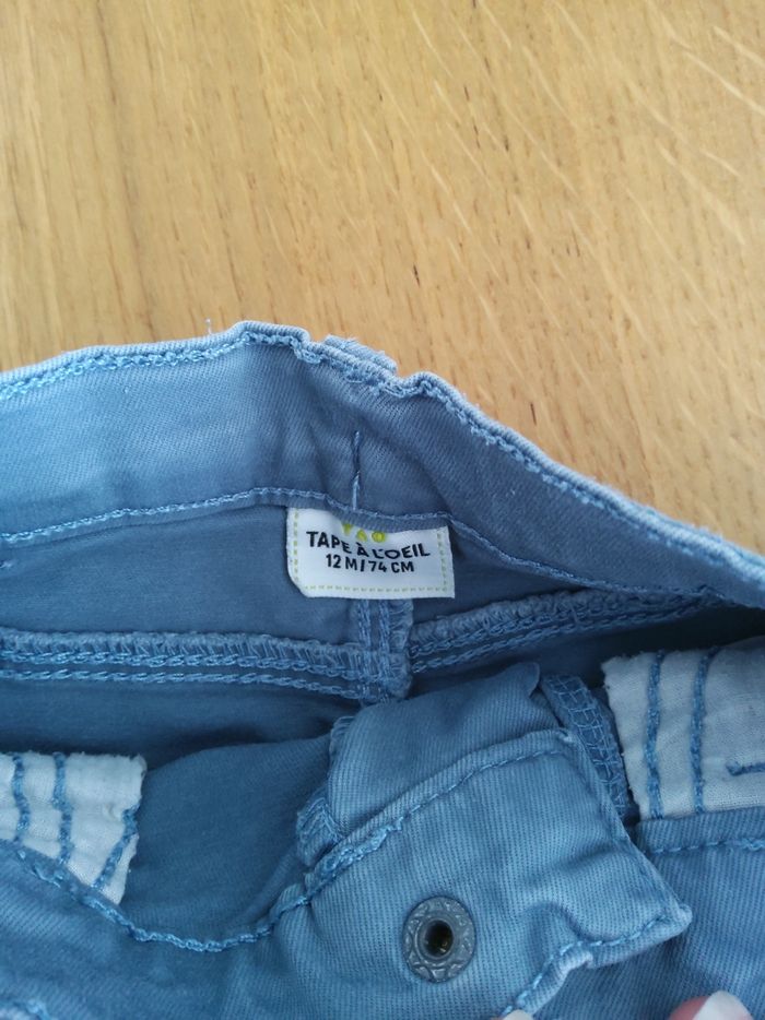 Pantalon slim gris bleu Tape A L'œil 12 mois - photo numéro 3
