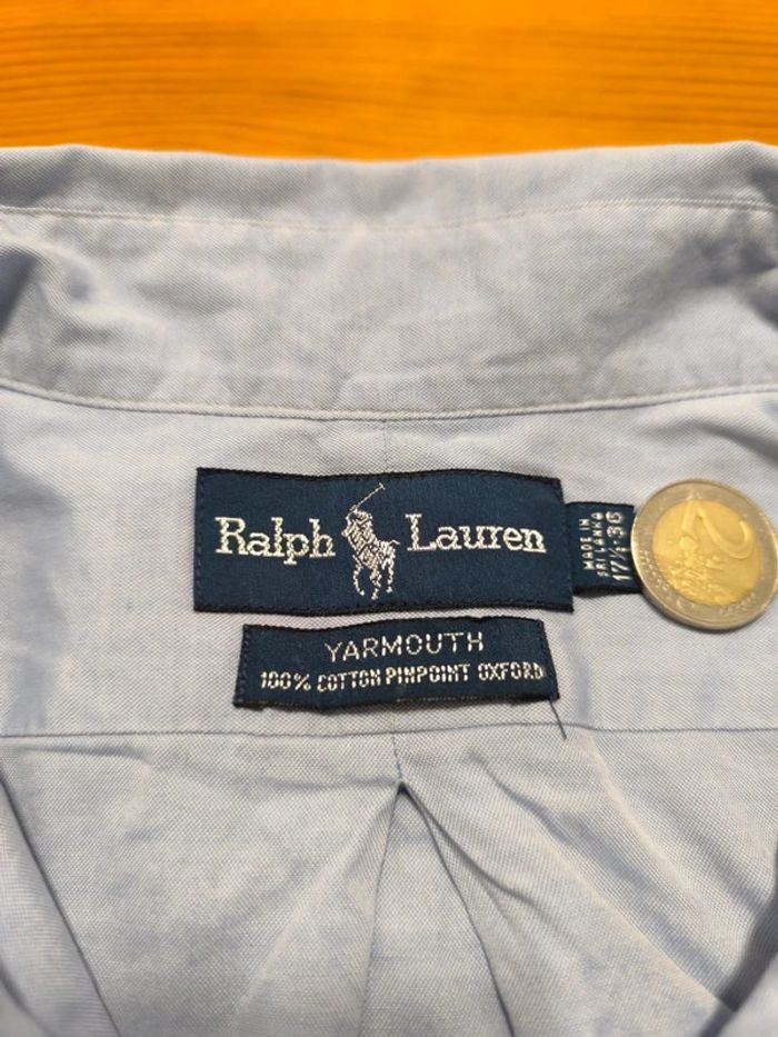 Chemise à manches longues - Ralph Lauren - Yarmouth - Logo brodé premium - Bleu ciel - Taille XXL - photo numéro 8